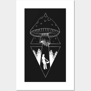 UFO mushroom kidnaps mushroom picker Posters and Art